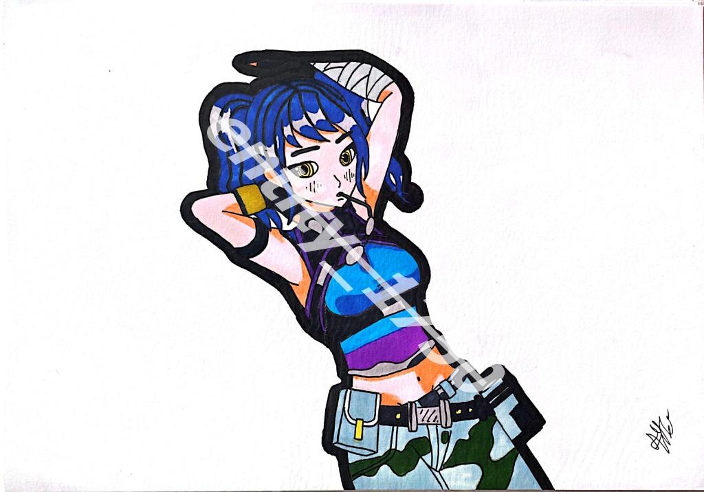 Dessin « Fille aux Cheveux Bleus »