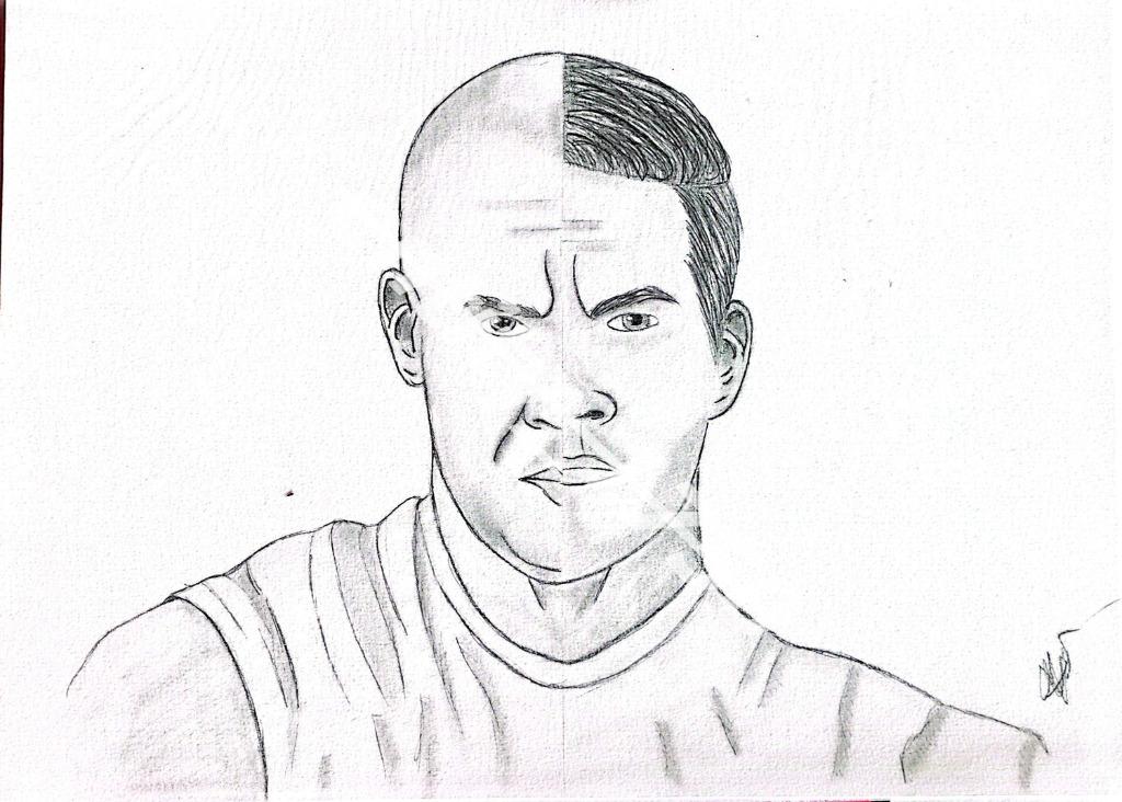 Dessin « Étude de Visage (Demi-Coupe) »